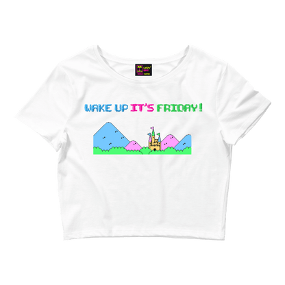 wake up it’s friday beyaz crop tişört