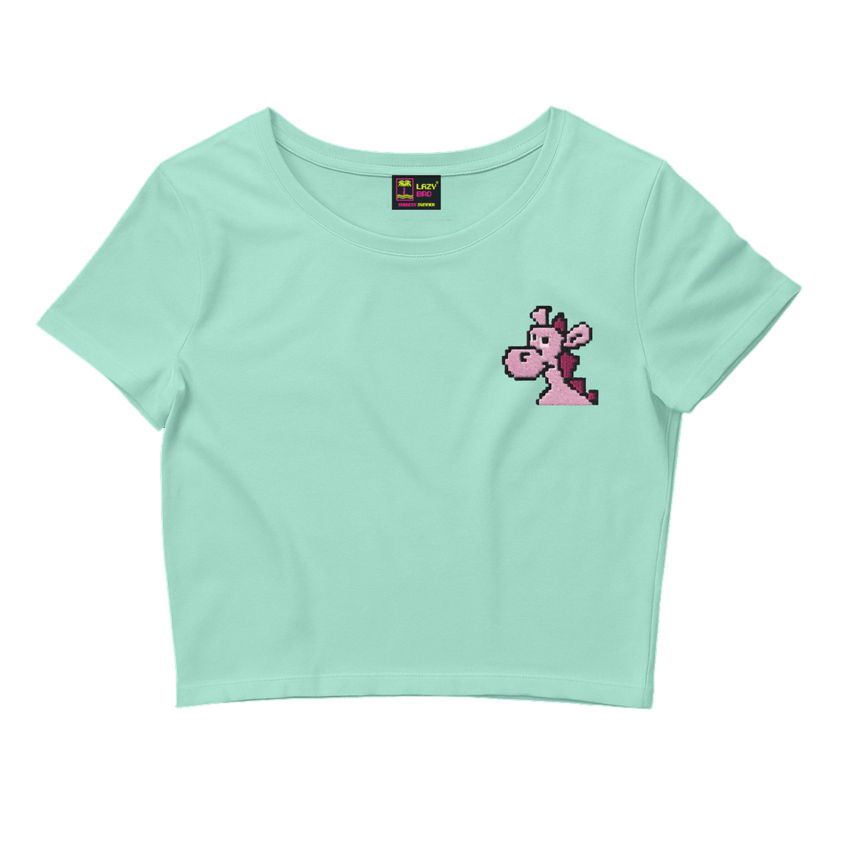 pink dragon mint crop tişört