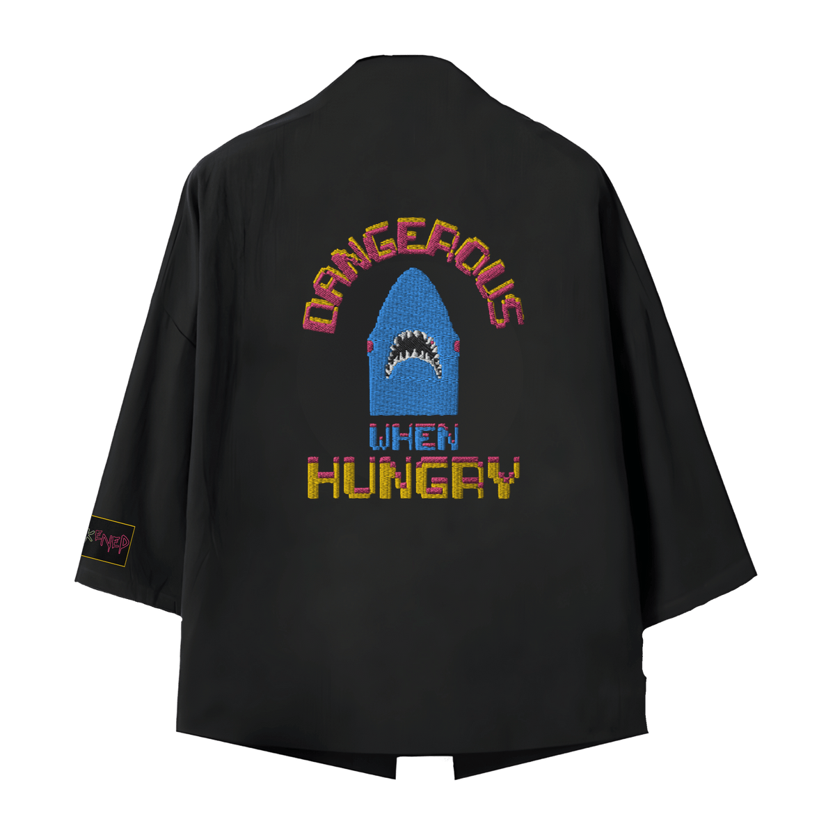 hungry shark siyah kimono ceket
