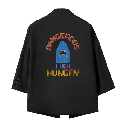 hungry shark siyah kimono ceket